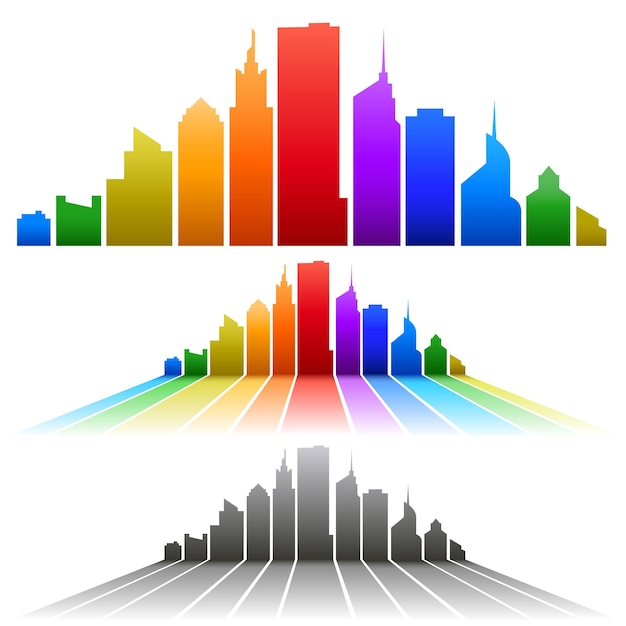 illustrazione della città colorata su sfondo bianco
