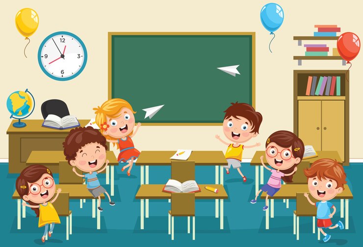 Vettore illustrazione della classe per bambini