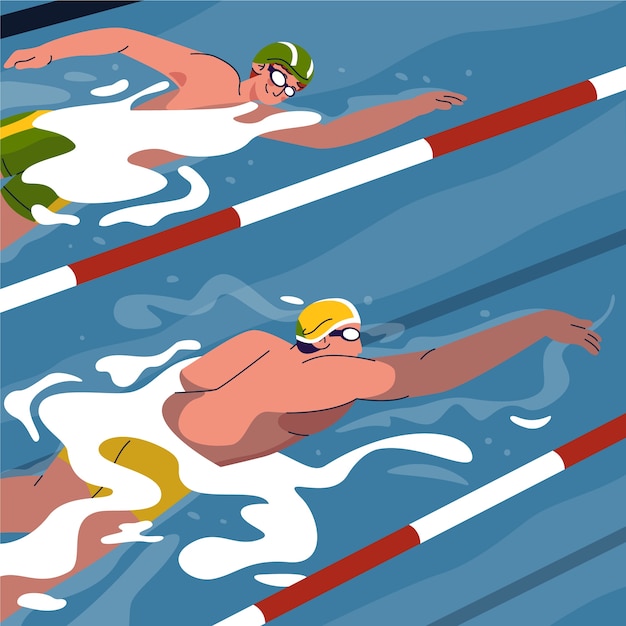 Illustrazione della competizione di nuoto piatto