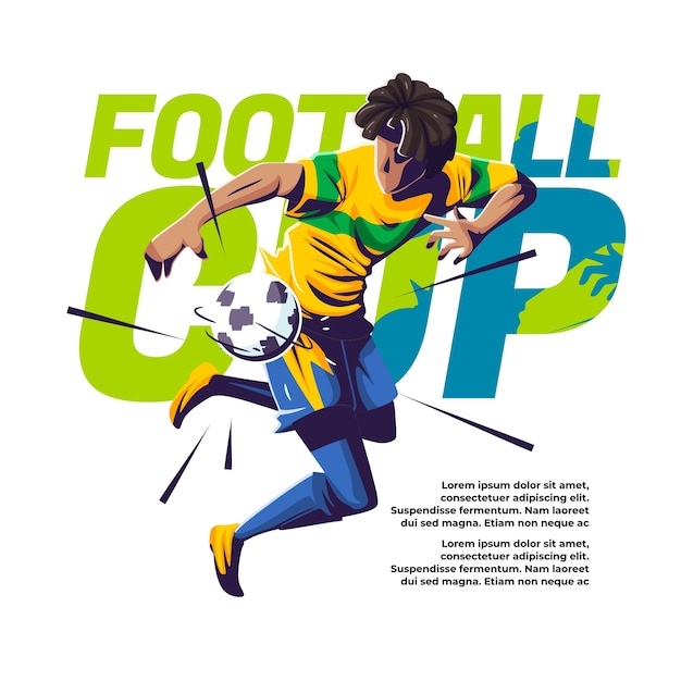illustrazione della competizione internazionale di calcio un giocatore che controlla la palla