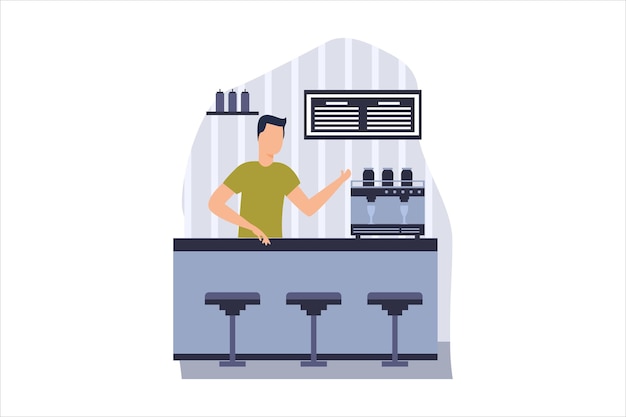 Illustrazione della designazione dell'appartamento della caffetteria