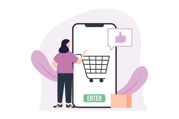 Illustrazione della designazione di E Commerce Flat