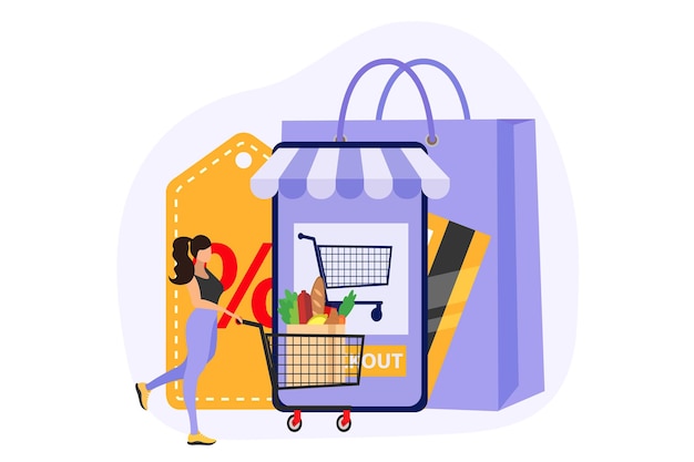 Illustrazione della designazione di E Commerce Flat