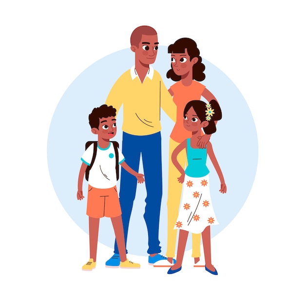 Illustrazione della famiglia nera disegnata a mano