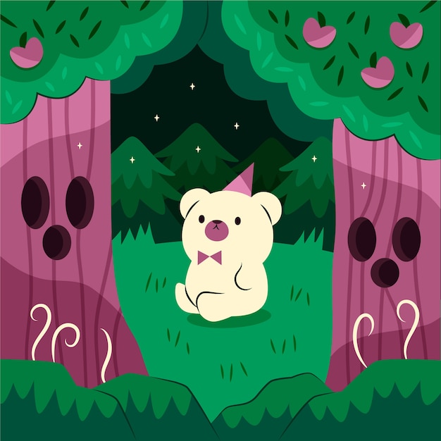 Illustrazione della foresta incantata disegnata a mano