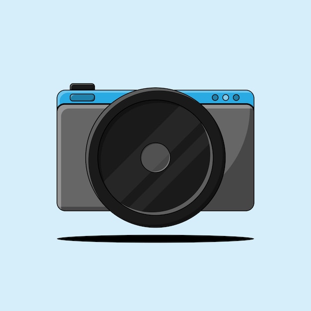 Illustrazione della fotocamera mirrorless in design piatto