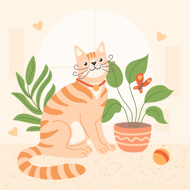 Illustrazione della Giornata Internazionale del Gatto Piatto