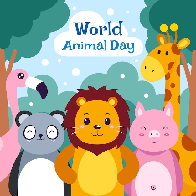 Illustrazione della giornata mondiale degli animali piatti