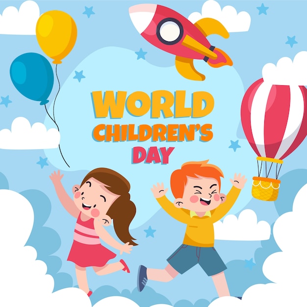 Illustrazione della giornata mondiale dei bambini piatta