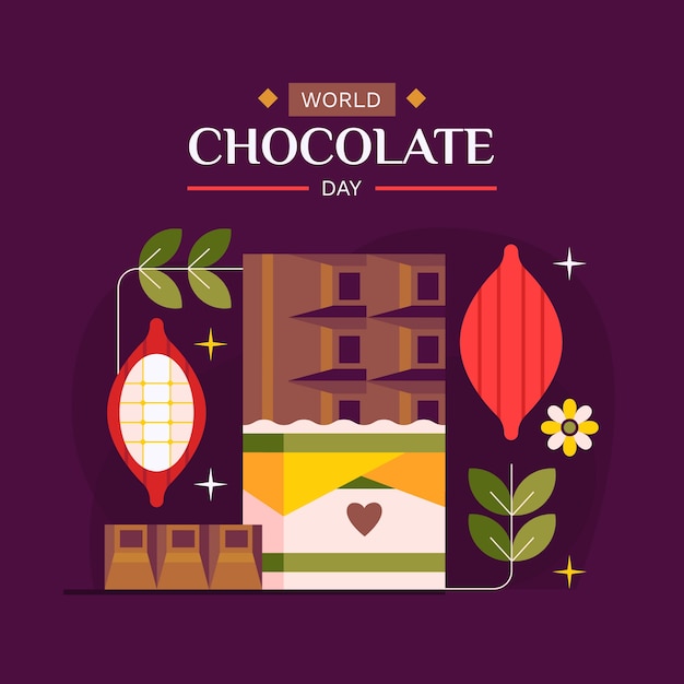 Illustrazione della giornata mondiale del cioccolato di design piatto