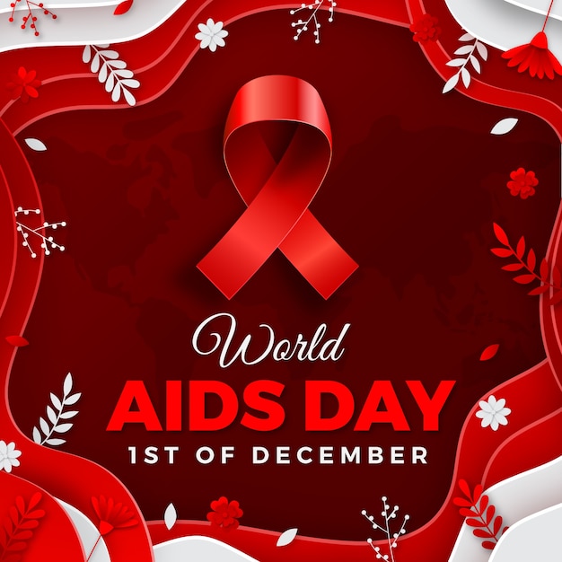 Illustrazione della giornata mondiale dell'AIDS in stile carta