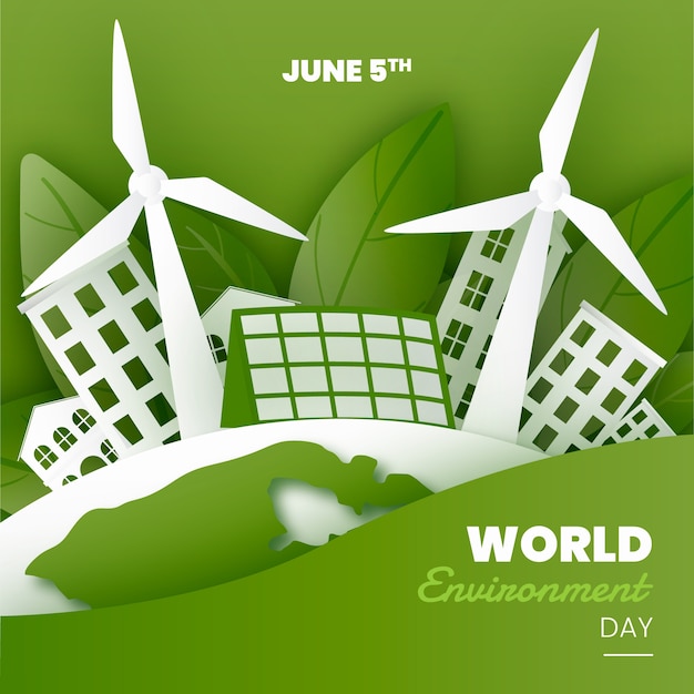 Illustrazione della giornata mondiale dell'ambiente in stile carta