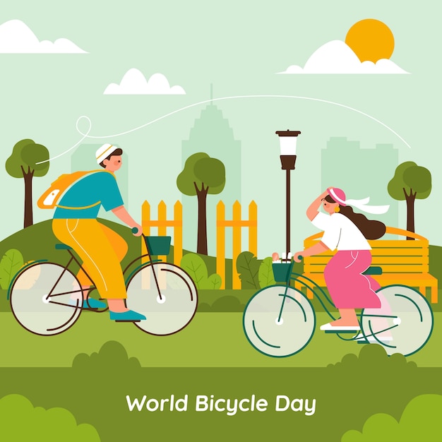Illustrazione della giornata mondiale della bicicletta piatta