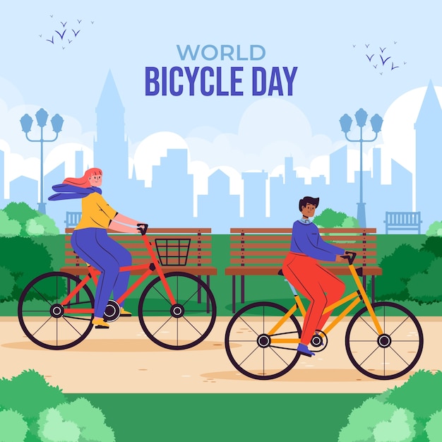 Illustrazione della giornata mondiale della bicicletta piatta
