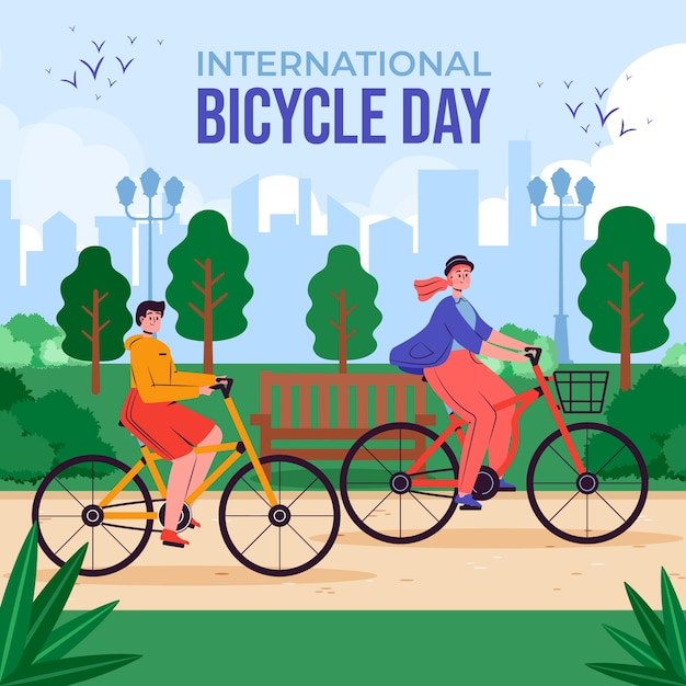 Illustrazione della giornata mondiale della bicicletta piatta