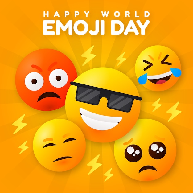 Illustrazione della giornata mondiale delle emoji gradienti
