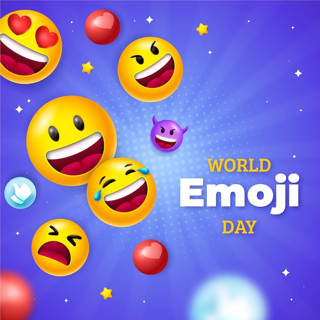 Illustrazione della giornata mondiale delle emoji gradienti