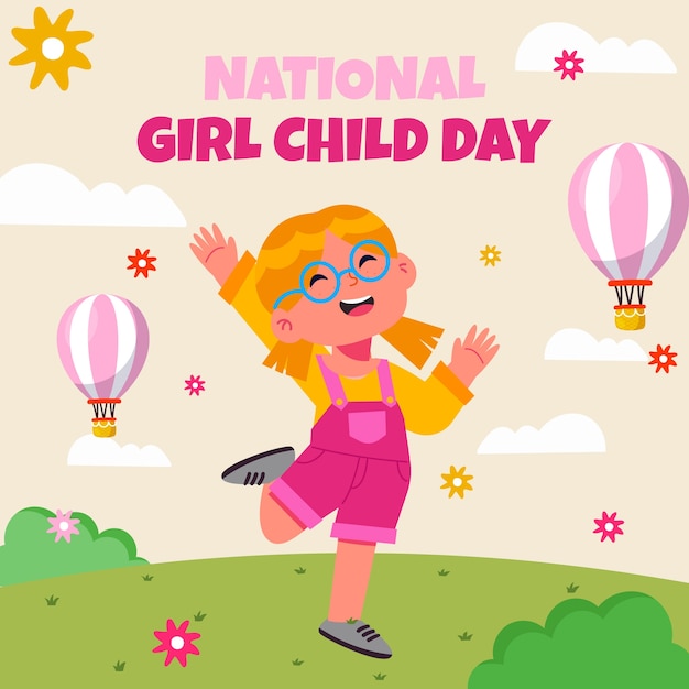 Illustrazione della giornata nazionale della bambina piatta
