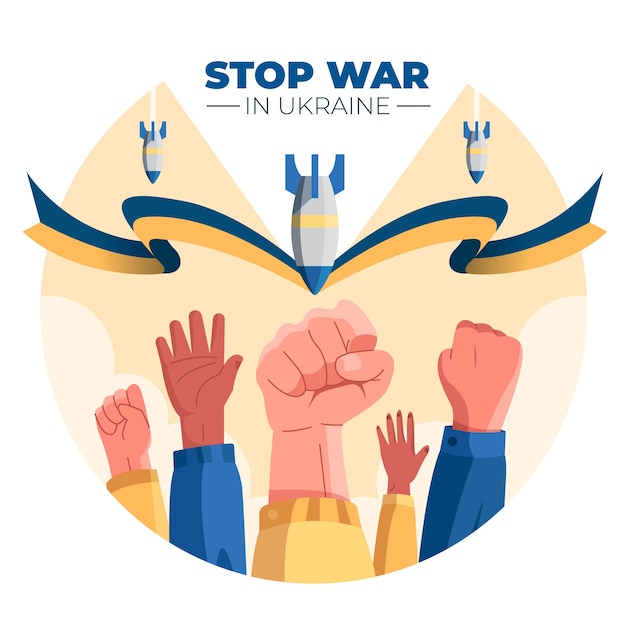 Illustrazione della guerra in Ucraina di design piatto