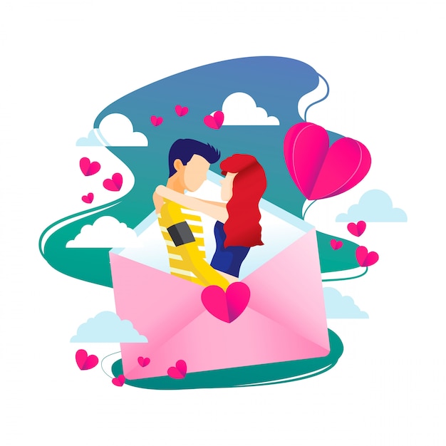 Illustrazione della lettera di amore di San Valentino