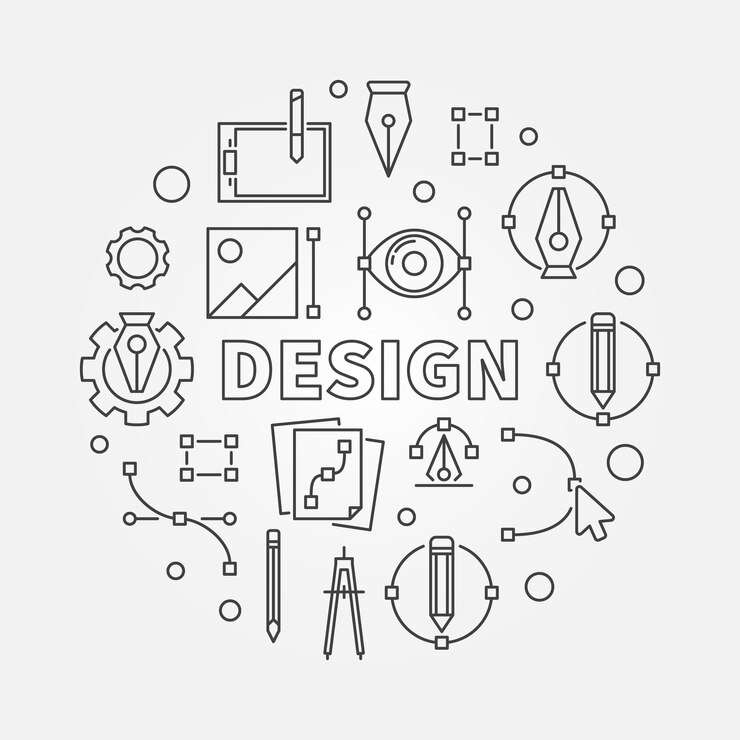 Vettore illustrazione della linea rotonda del design simbolo di progettazione grafica vettoriale