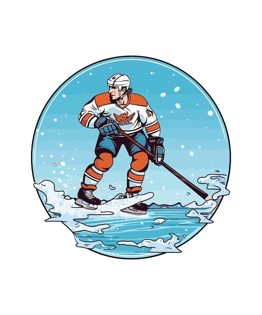 Illustrazione della maglietta dell'hockey su ghiaccio disegno vettoriale dell'hockey su ghiaccio