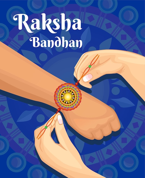 Illustrazione della mano che indossa il braccialetto jpg del festival di Raksha bandhan