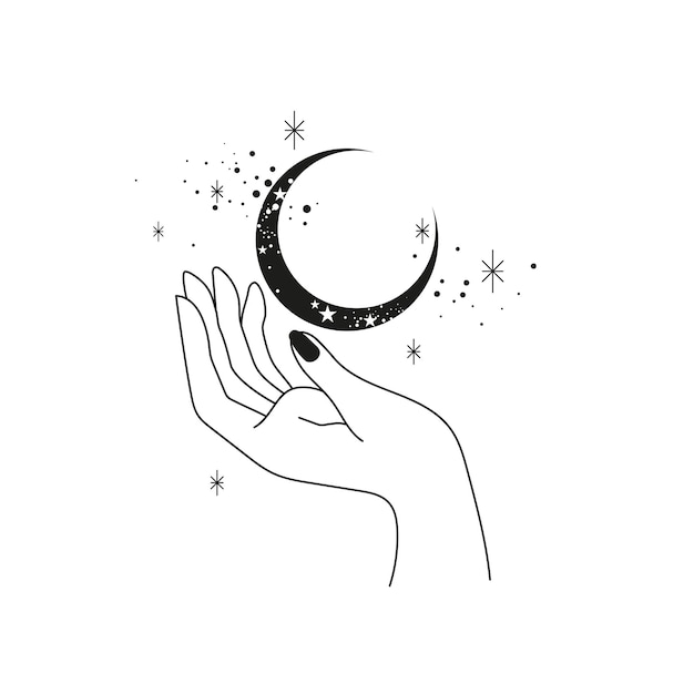Illustrazione della mano e della luna