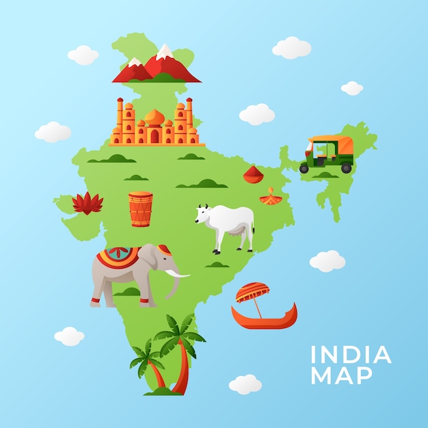 Illustrazione della mappa indiana gradiente