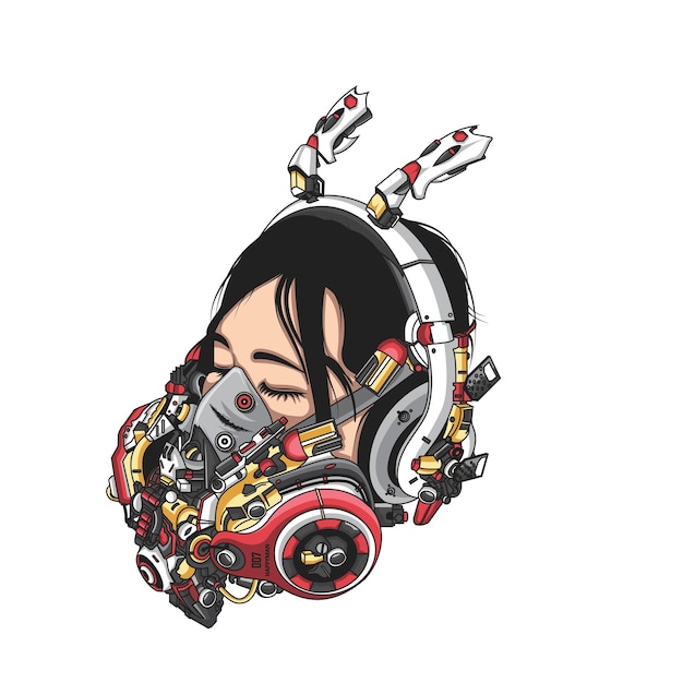 Illustrazione della maschera del cyborg della donna