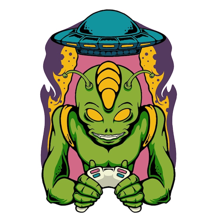 Vettore illustrazione della mascotte del gioco alieno