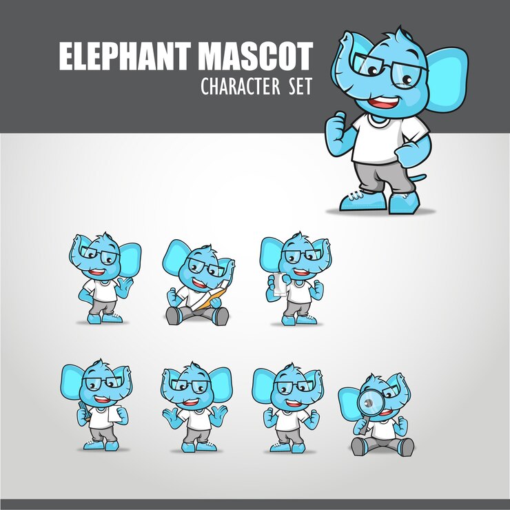 Illustrazione della mascotte dell'elefante