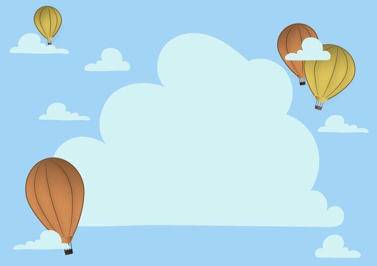 Vettore illustrazione della mongolfiera che vola sopra le nuvole raggiungendo nuove destinazioni zeppelin in roaming