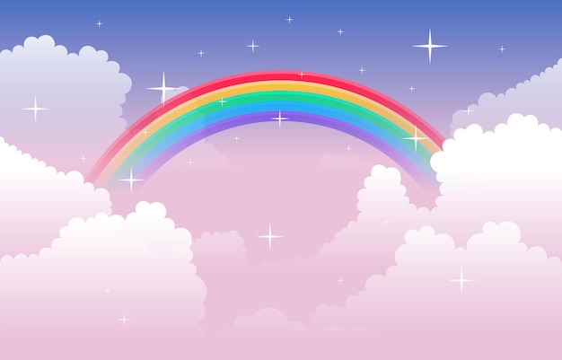 Illustrazione della natura del cielo bella nuvola arcobaleno colorato
