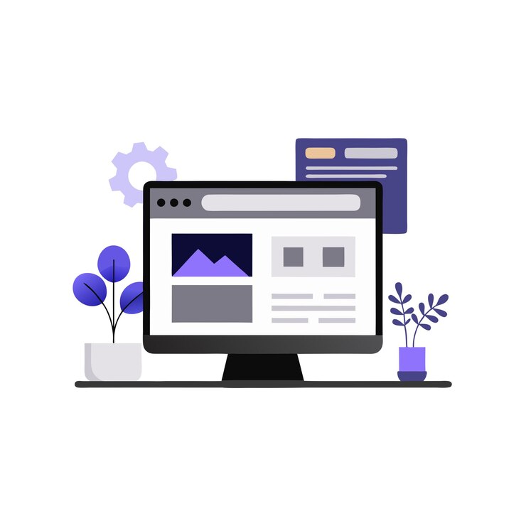 Vettore illustrazione della pagina web sul monitor screen clip art sullo sfondo bianco