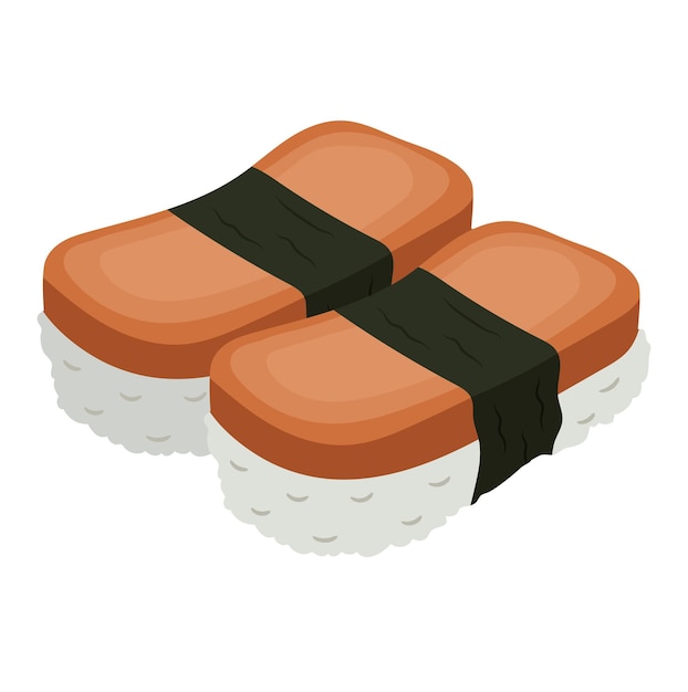 Illustrazione della palla di riso Musubi Spam isolata su sfondo bianco