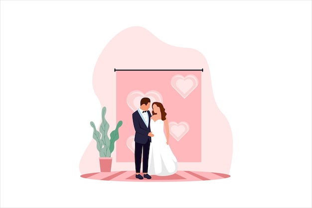 Illustrazione della progettazione dell'appartamento per la festa nuziale
