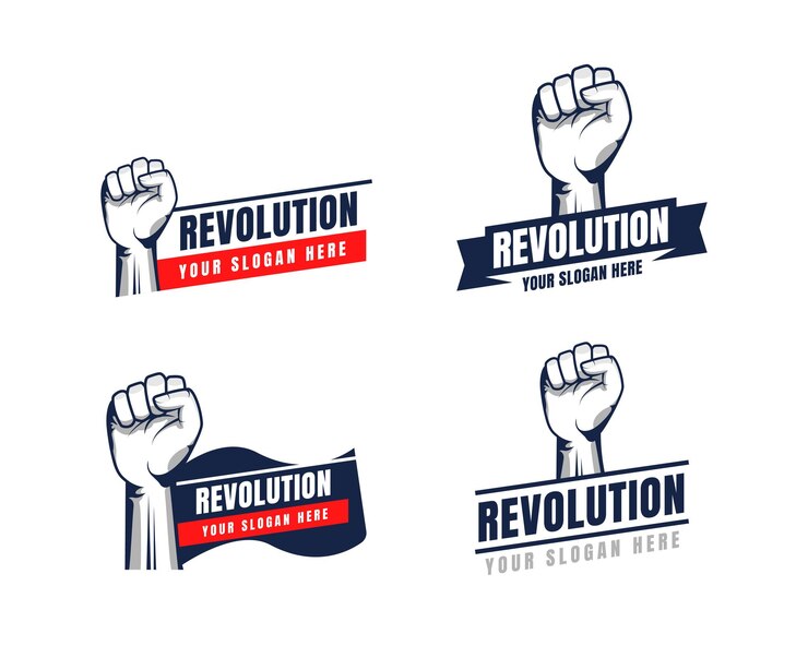 Vettore illustrazione della rivoluzione per la progettazione di poster silhouette vettoriale a pugno chiuso