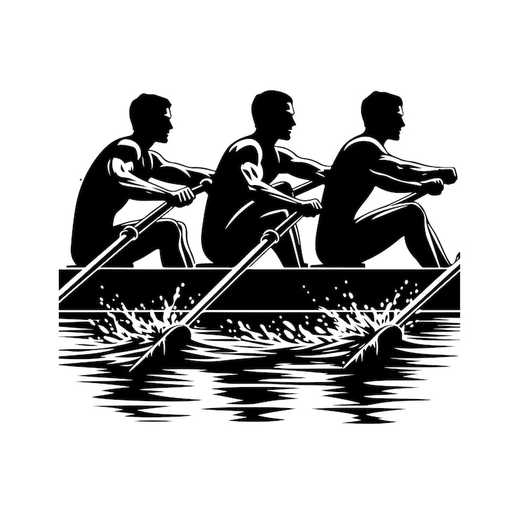 Vettore illustrazione della silhouette del vettore isolato di canottaggio