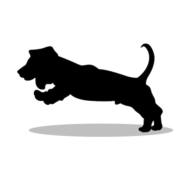 Illustrazione della silhouette di Basset Hound Design Icona della silhouetta di Basset hound