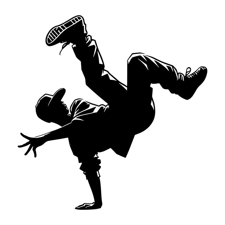Vettore illustrazione della silhouette di roll dance