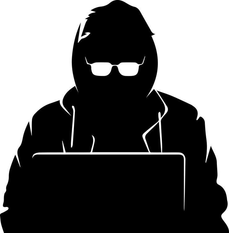 Vettore illustrazione della silhouette vettoriale dell'hacker 19