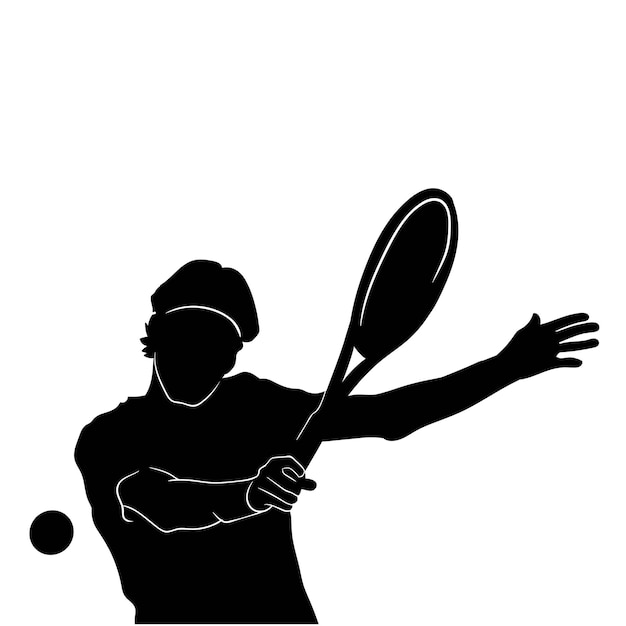 illustrazione della siluetta del giocatore di tennis isolata su priorità bassa bianca