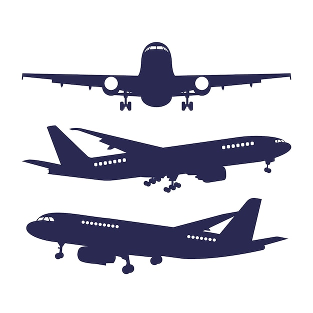 Illustrazione della siluetta dell'aeroplano di design piatto