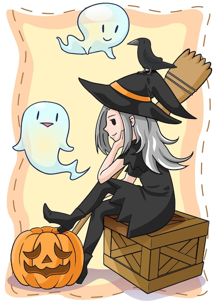 illustrazione della strega di Halloween