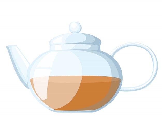 Illustrazione della tazza di tè della teiera isolata su bianco