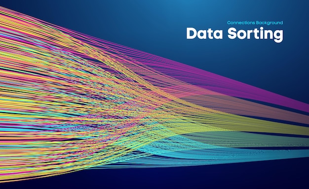 Illustrazione della tecnologia di flusso di dati di sfondo con linee colorate