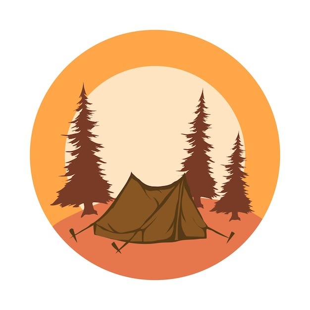 illustrazione della tenda da campeggio sulla montagna