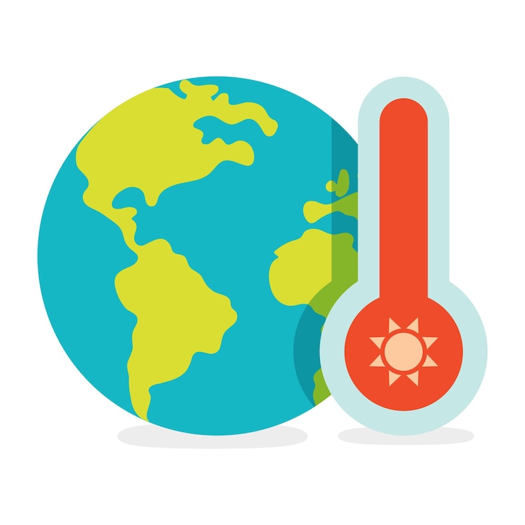 Vettore illustrazione della terra e del termometro