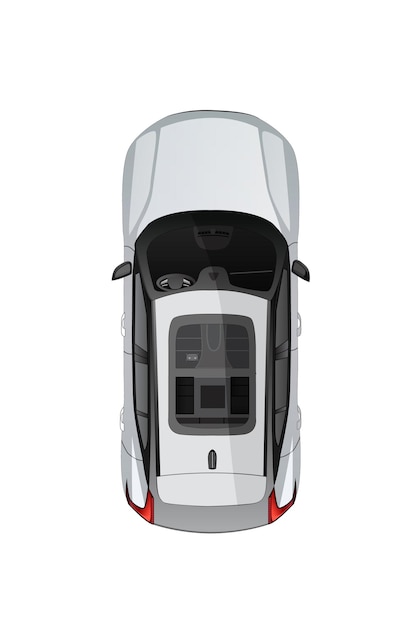 Illustrazione della vista dall'alto dell'auto vettoriale su sfondo bianco isolato